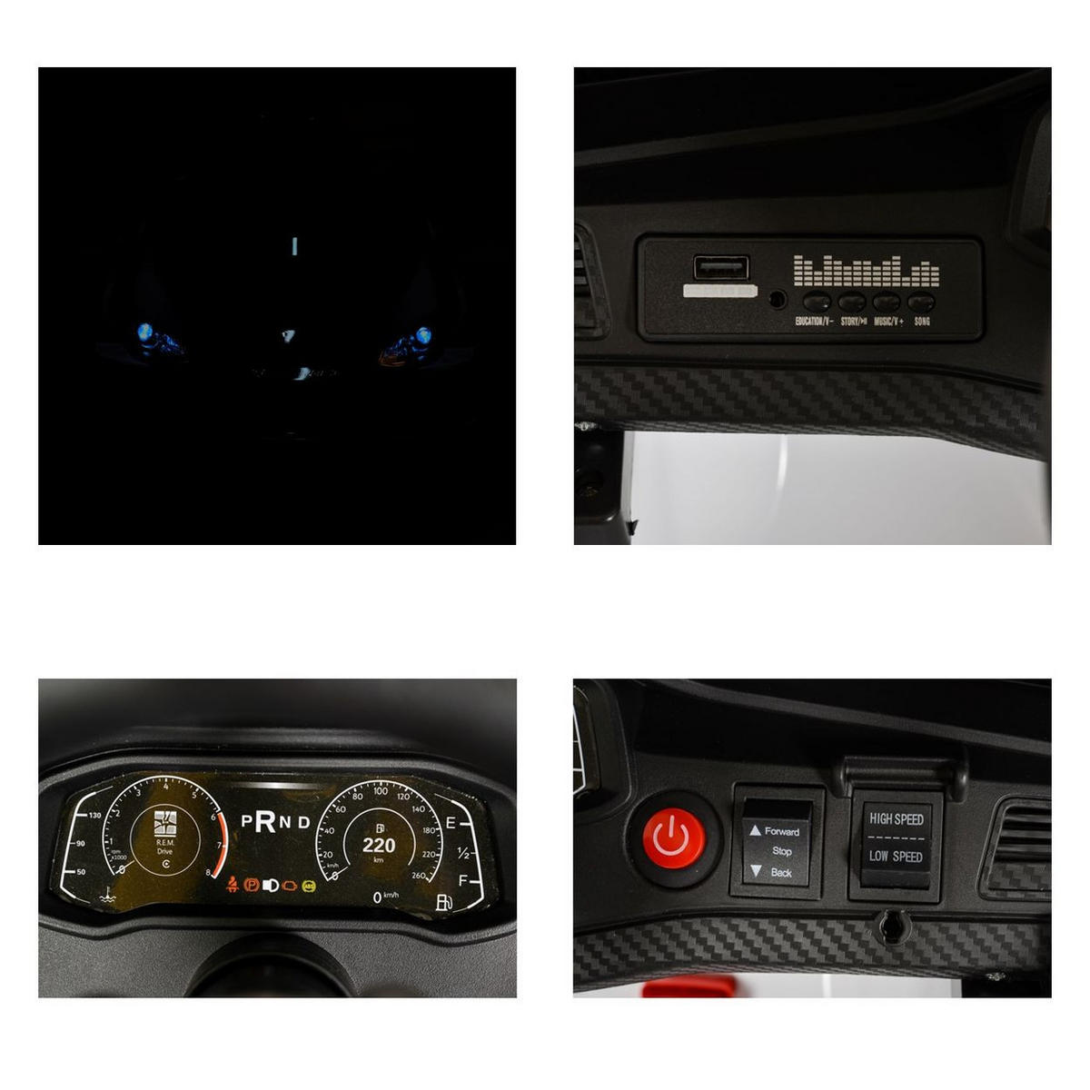 ELEKTROAUTO Drift pink Fernbedienung 4 Motoren, Drift-Funktion, MP3, Gurt - Pink, Kunststoff (114/54/29cm) - Moni