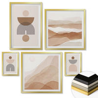 WANDBILDER 5er Set - 50x50 cm & 20x30 cm & 40x60 cm Goldrahmen - Abstraktes Boho-Design - Goldfarben, Kunststoff (40/60cm) - ArtPrintCave