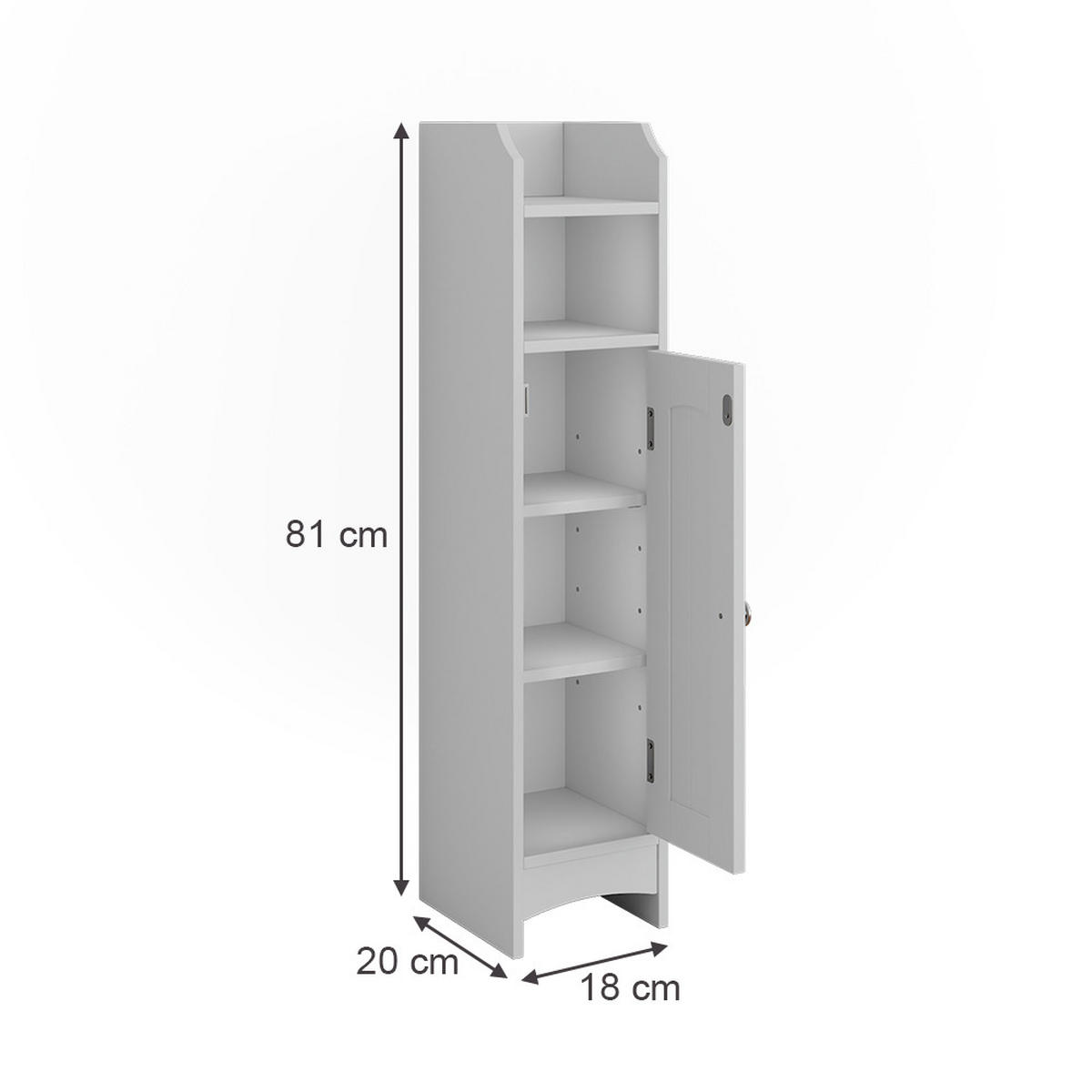 MIDISCHRANK Bianco Weiß 18 x 81 cm mit 5 Fächern - Weiß, Holzwerkstoff (18/81/20cm) - Vicco