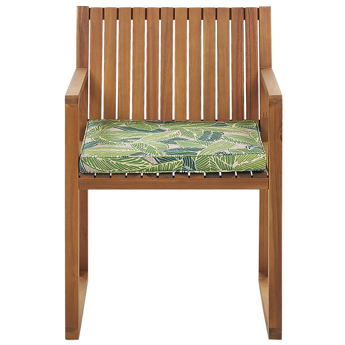 GARTENSTUHL Akazienholz Auflagen hellgrün Sassari - Hellgrün, Holz (54/80/59cm) - Beliani