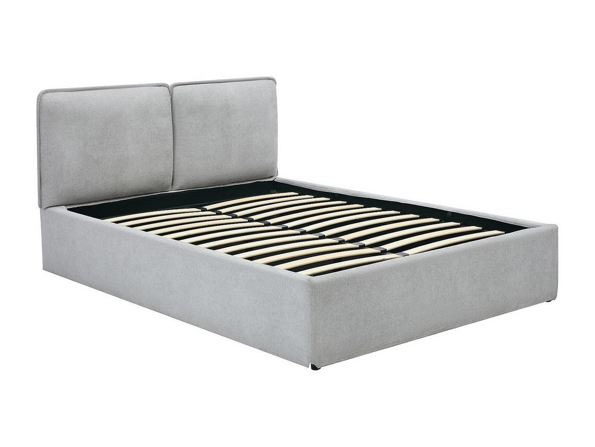 BETT mit Bettkasten - 2 Personen - Stoff - Hellgrau - - Hellgrau, Textil (140/190cm) - Vente-Unique