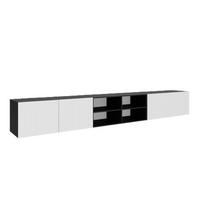 TV-SCHRANK Schwarz Weiß RIO Offene Regale Geriffelte Fronten 300 cm - Schwarz/Weiß, Holzwerkstoff (300/41/40cm) - Sepro Meble