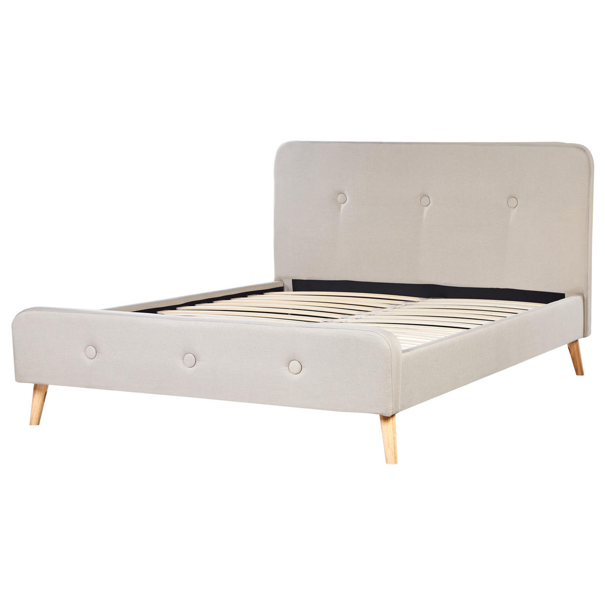 POLSTERBETT mit Lattenrost 160x200 cm Beige Rennes - Beige, Textil (160/200cm) - Beliani