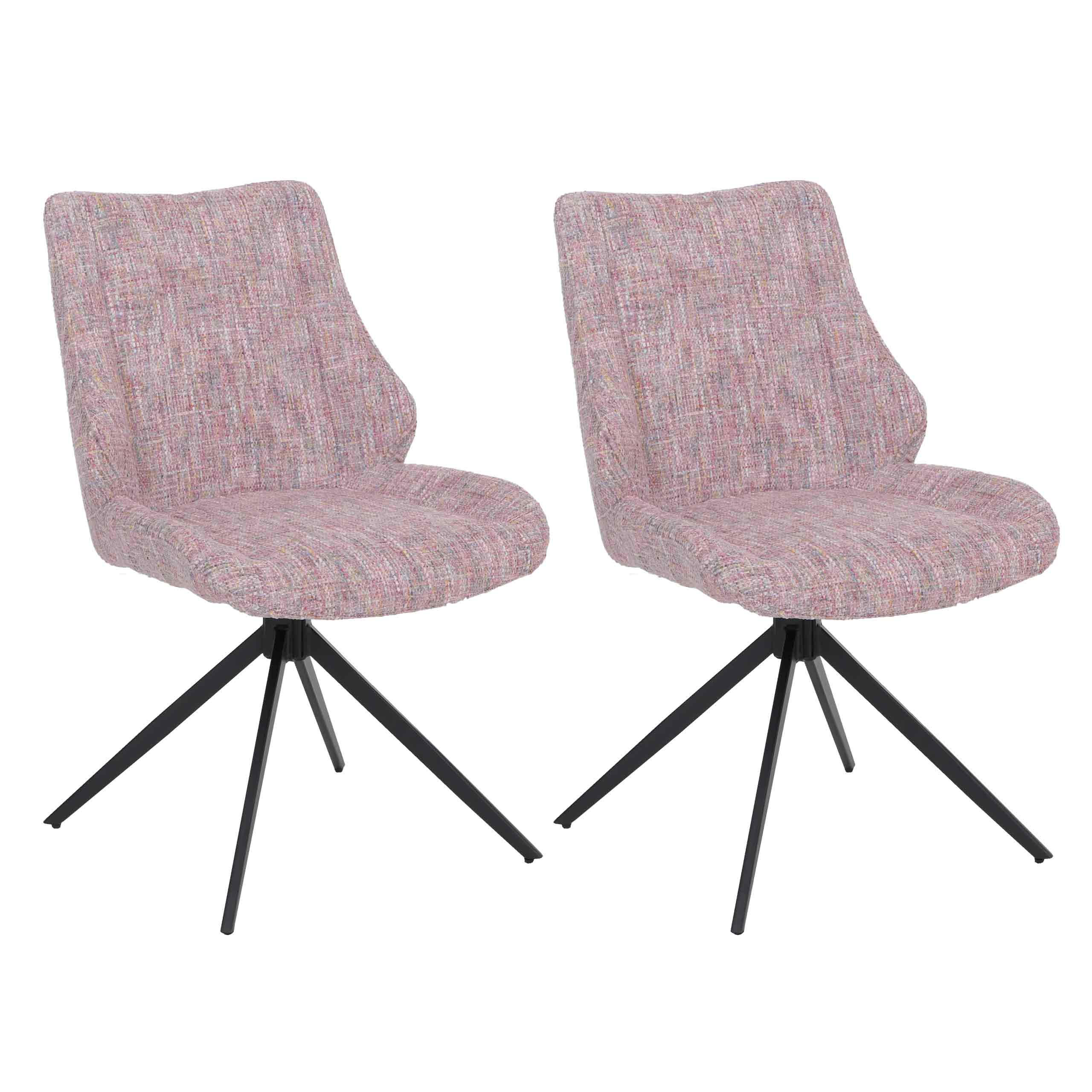 ESSZIMMERSTUHL Schwarz, Rosa 2er-Set - Schwarz/Rosa, Textil (55/88/63cm) - MCW