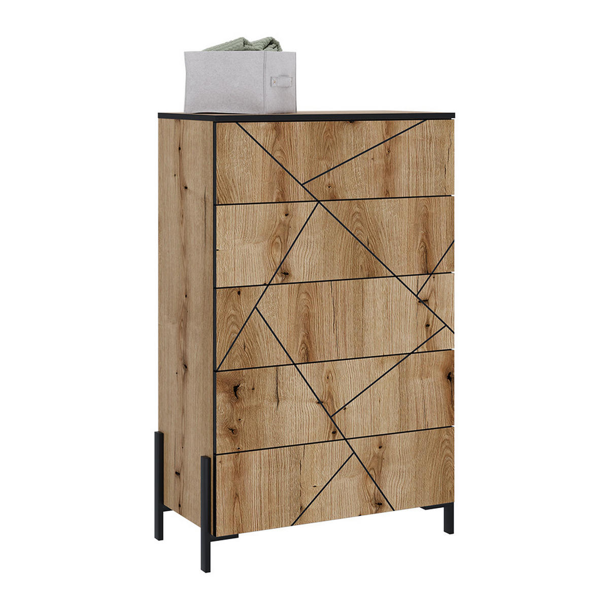 KOMMODE Hatto Eiche 78 x 120 cm mit 5 Schubladen - Eichefarben, Holzwerkstoff (78/120/39.7cm) - Vicco