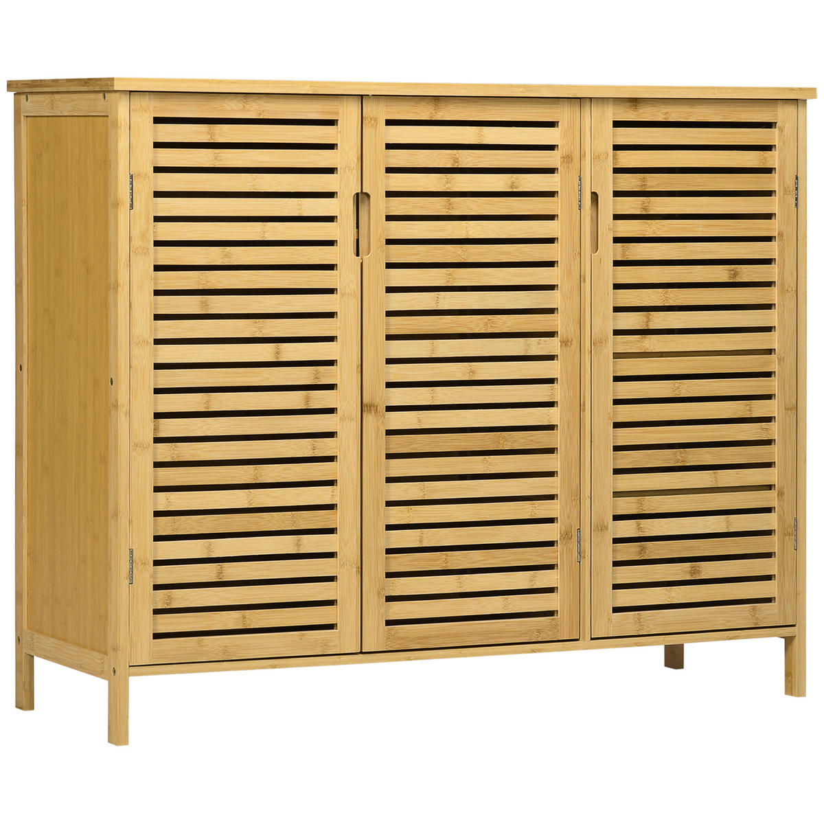 SCHUHSCHRANK Natur Bambus mit Türen Stauraum 1 Stück - Naturfarben, Holz (100/80/35cm) - PANGIVO