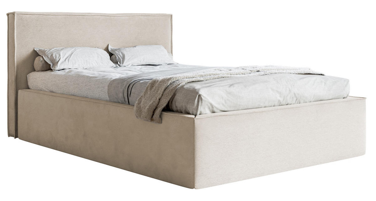 POLSTERBETT LUCERA Greige 160x200 cm - Taupe/Schwarz, Holz/Textil (160/200cm) - Selsey