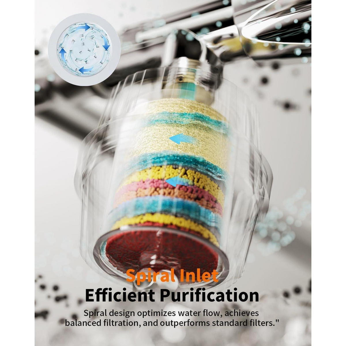 DUSCHFILTER-ERSATZKARTUSCHE 2er-Pack 34-stufig für hartes Wasser - Multicolor, Naturmaterialien (7.7/12.7/14.5cm)