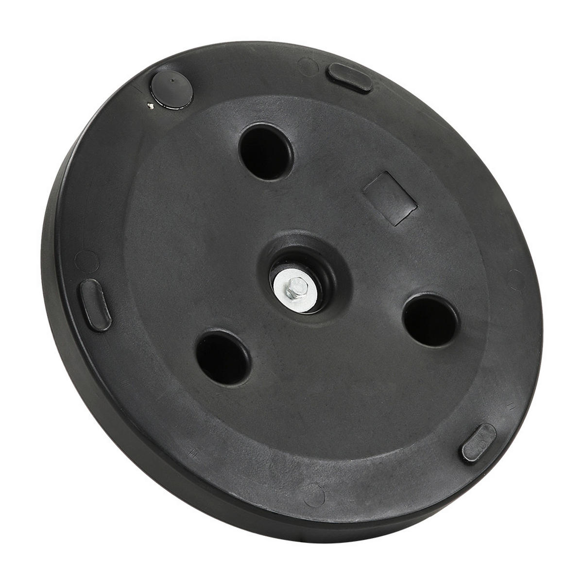 SONNENSCHIRMSTÄNDER Sonnenschirmfuß aus PE + Concrete Stahl in Rattanoptik Schwarz wetterfest und standfest ohne Befüllen Ø45 × 29,5 cm 20 kg - Schwarz, Metall (57/51cm) - Livingandhome