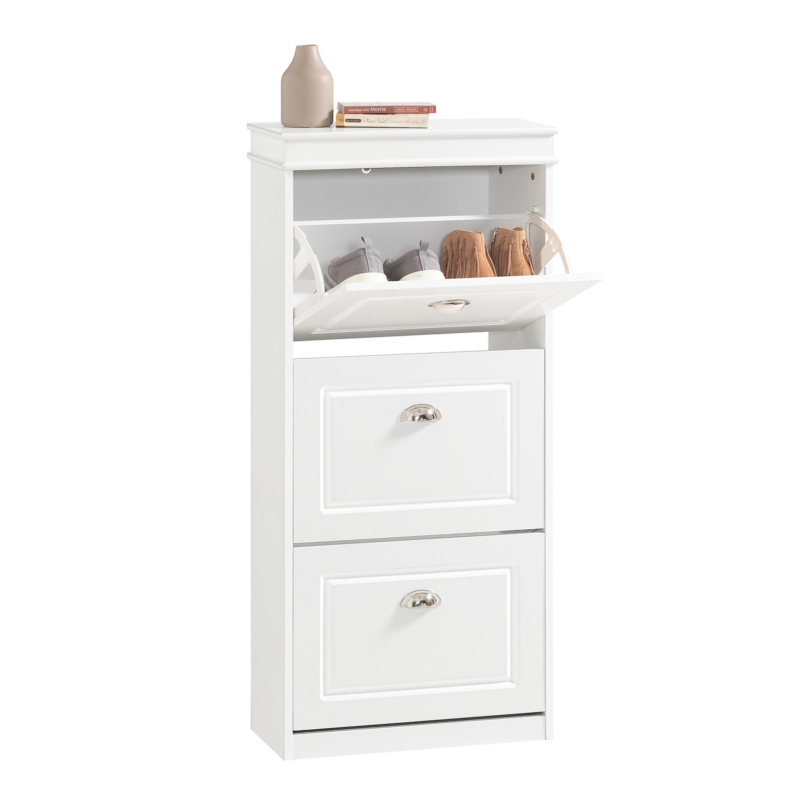 SoBuy BOTNÍK se třemi zásuvkami Bílá 53x24x117cm Klasický