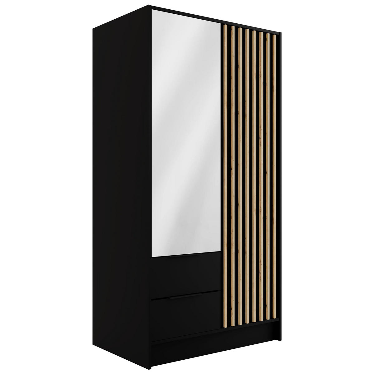 KLEIDERSCHRANK NELIA - 120 cm - Schwarz/Eiche Artisan, Holzwerkstoff (102/200/51cm) - ALTDECOR