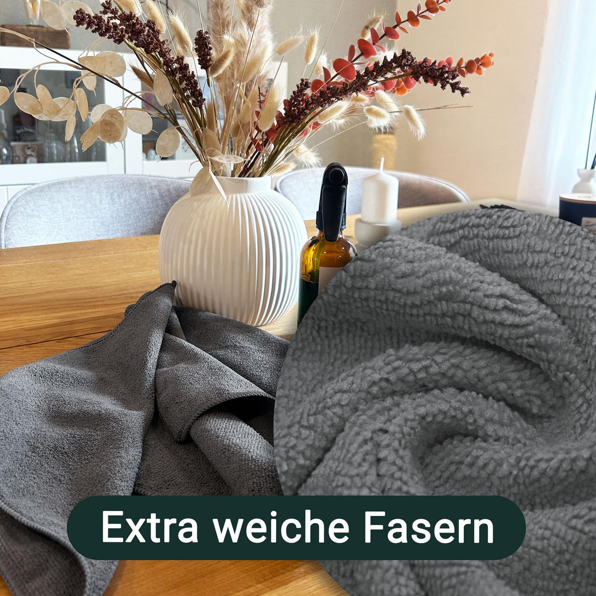 REINIGUNGSTÜCHER, 10er-Set, 32x32 cm, 80% Polyester, 20% Polyamid - Dunkelgrau, Textil (32/32cm) - Zollner
