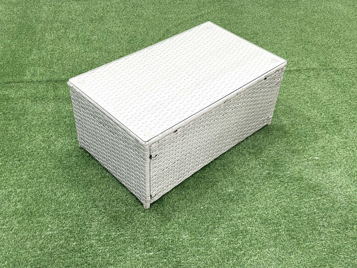 GARTENMÖBELSET mit 3-SITZER SOFA,COUCHTISCH Polyrattan Hellgrau-Mix 6-Sitzer - Hellgrau/Grau, Glas/Kunststoff - Fimous