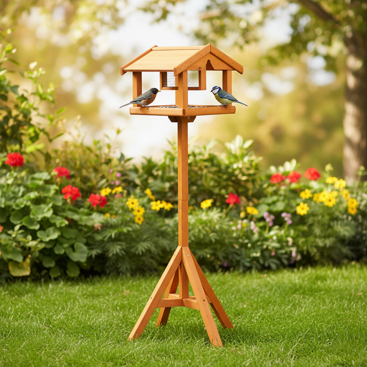 VOGELFUTTERHAUS - Orange, Holz (50/117/50cm) - Relaxdays