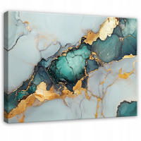 WANDBILD XXL Abstrakt Marmor Grün Gold Modern Wohnzimmer 100x70 - Grau, Holzwerkstoff (100/70cm) - Wallarena