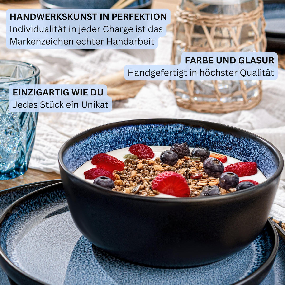 SCHALEN SET ARUBA - 6 teilig aus Steingut - Blau, Keramik (21cm) - Sänger