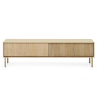 LOWBOARD Trentinis 2T Beige 187,1/53,4/39,5 cm – Geriffelte Fronten - Eichefarben, Holzwerkstoff/Metall (187.1/51.8/39.5cm) - AX Living