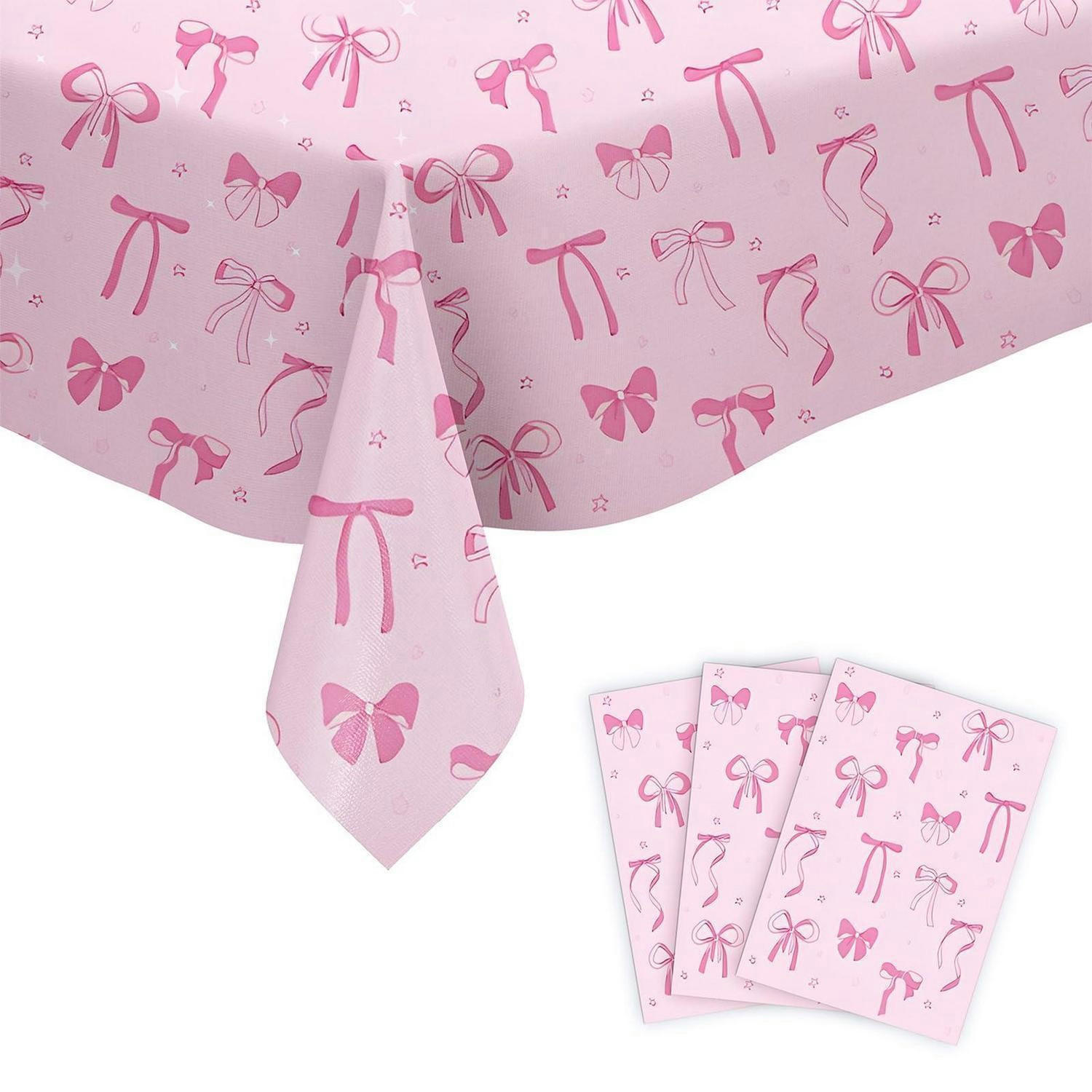 TISCHDECKE Rosa Schleifen 137 x 274 cm Abwaschbar - Rosa, Kunststoff (1/10/1.5cm)