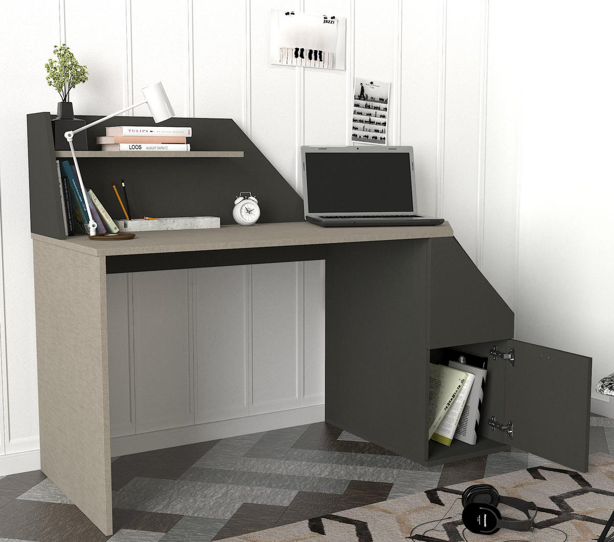 SCHREIBTISCH Gusto Grau Anthrazit - Anthrazit/Schwarz, Holzwerkstoff (60/140/74cm) - moebel17