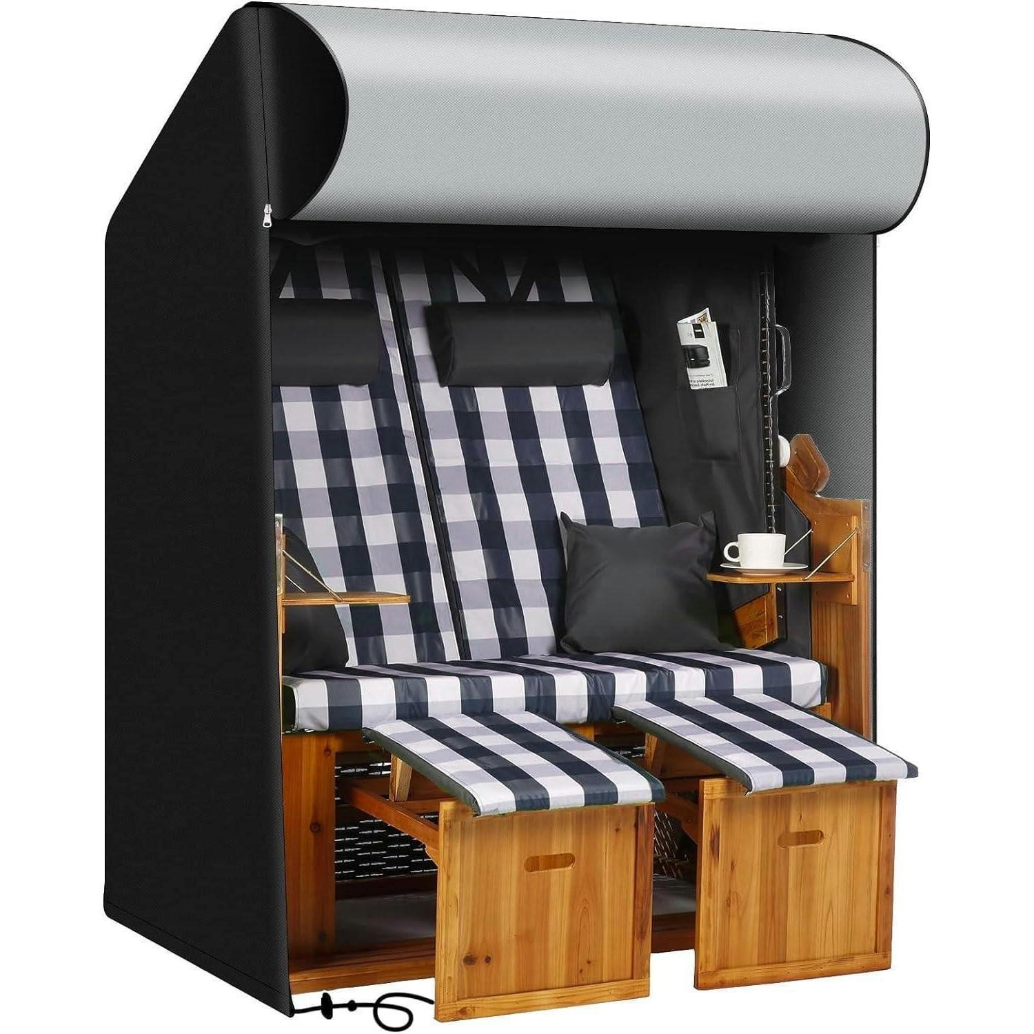SCHUTZHÜLLE für Strandkorb 125x90x165/135cm 600D Oxford Schwarz - Multicolor, Textil (125/165/90cm)