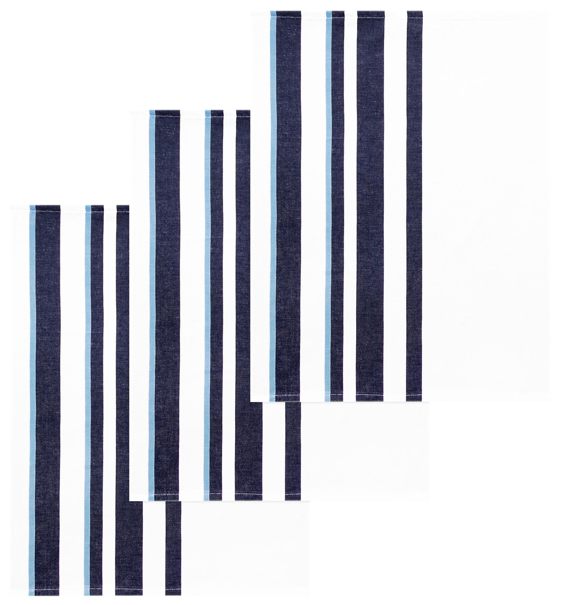 GESCHIRRTÜCHER Halbleinen 50x70 cm, 3er Set, Blau - Weiß - Blau/Weiß, Textil (50/70cm) - Lashuma