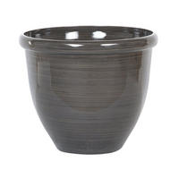 BLUMENTOPF dunkelbraun rund 49/49/41 cm Tesalia - Braun, Stein (41cm) - Beliani