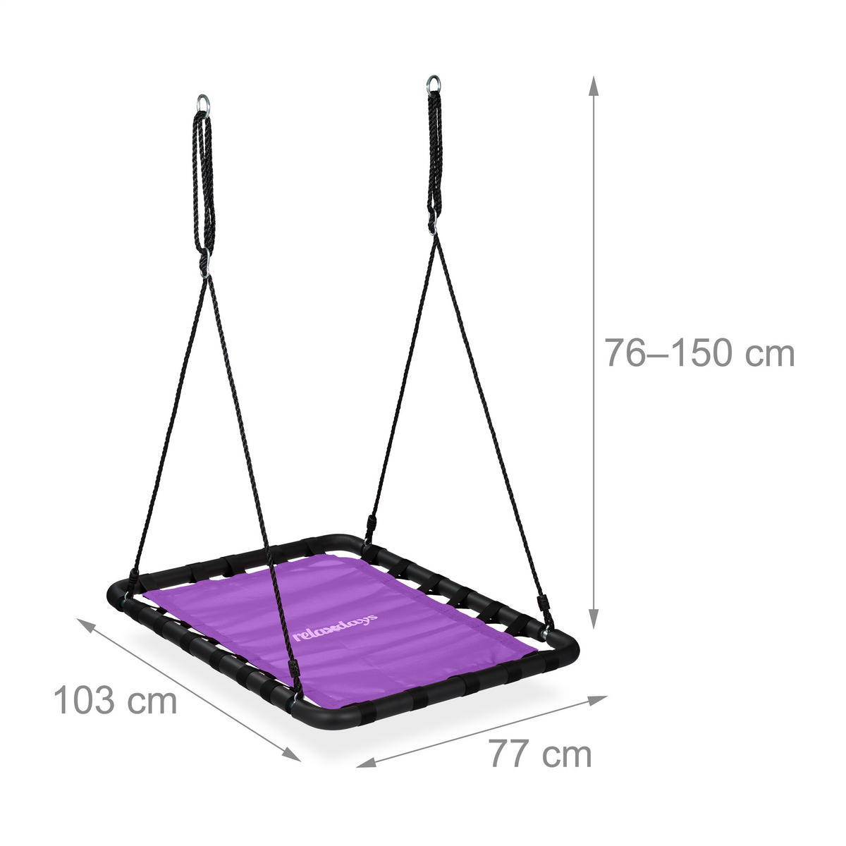 GUNGA lila svart höjdjusterbar 77x103 cm - Multicolor, Plast/Metall (77/159/103cm) - Relaxdays