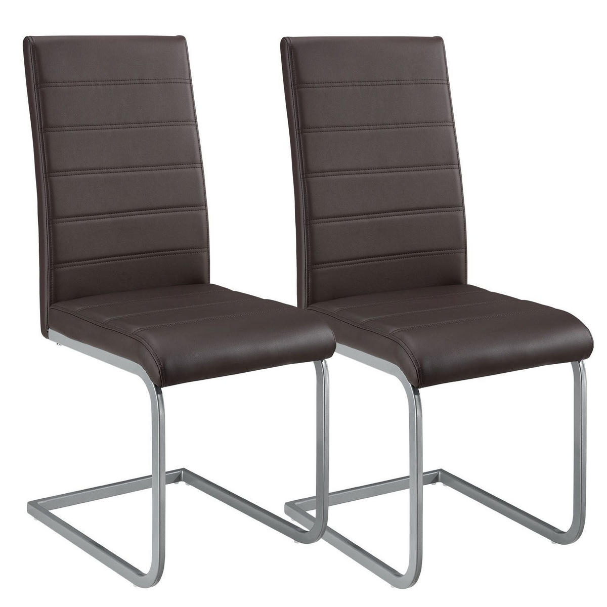 SCHWINGSTUHL Vegas braun Kunstleder (2er Set) - Braun, Textil (41/101/52cm) - Juskys