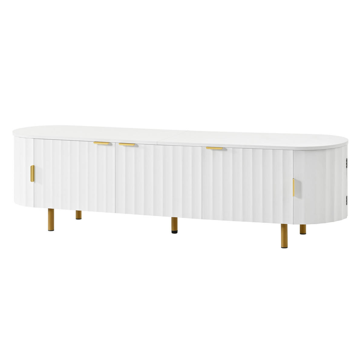 TV-LOWBOARD 170cm MDF Weiß Riffel-Optik 5 Türen Eisenfüße & Griffe - Weiß, Holzwerkstoff (170/47/40cm) - Urban Meuble