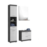 BADKOMBINATION 3tlg. Scout Bad in Rauchsilber Nachbildung und weiß hochglanz B/H/T: 112x191x34 cm - Anthrazit, Holz (112/191/37cm)