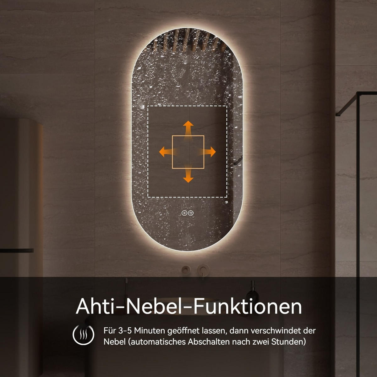 LED Badezimmerspiegel 60x120x3cm,Silber mit 3 Lichtfarben, Entspiegelung & zwei Anschlussarten - Silberfarben, Glas (3/120/60cm) - Modfu