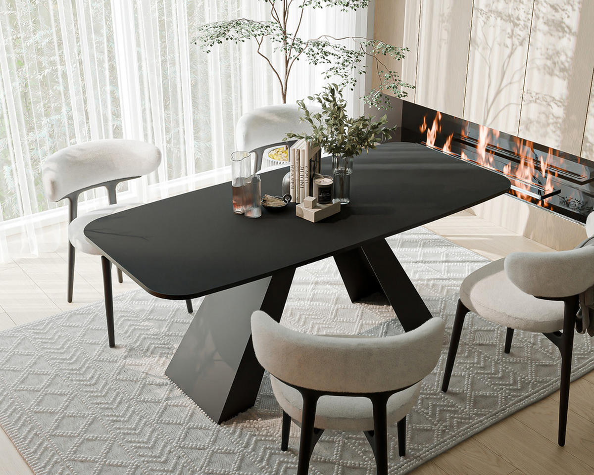 AUSZIEHTISCH ZENITH 160/90/76 cm mit Metallgestell, Schwarz - Schwarz, Holzwerkstoff/Metall (90/160/76cm) - Idohome