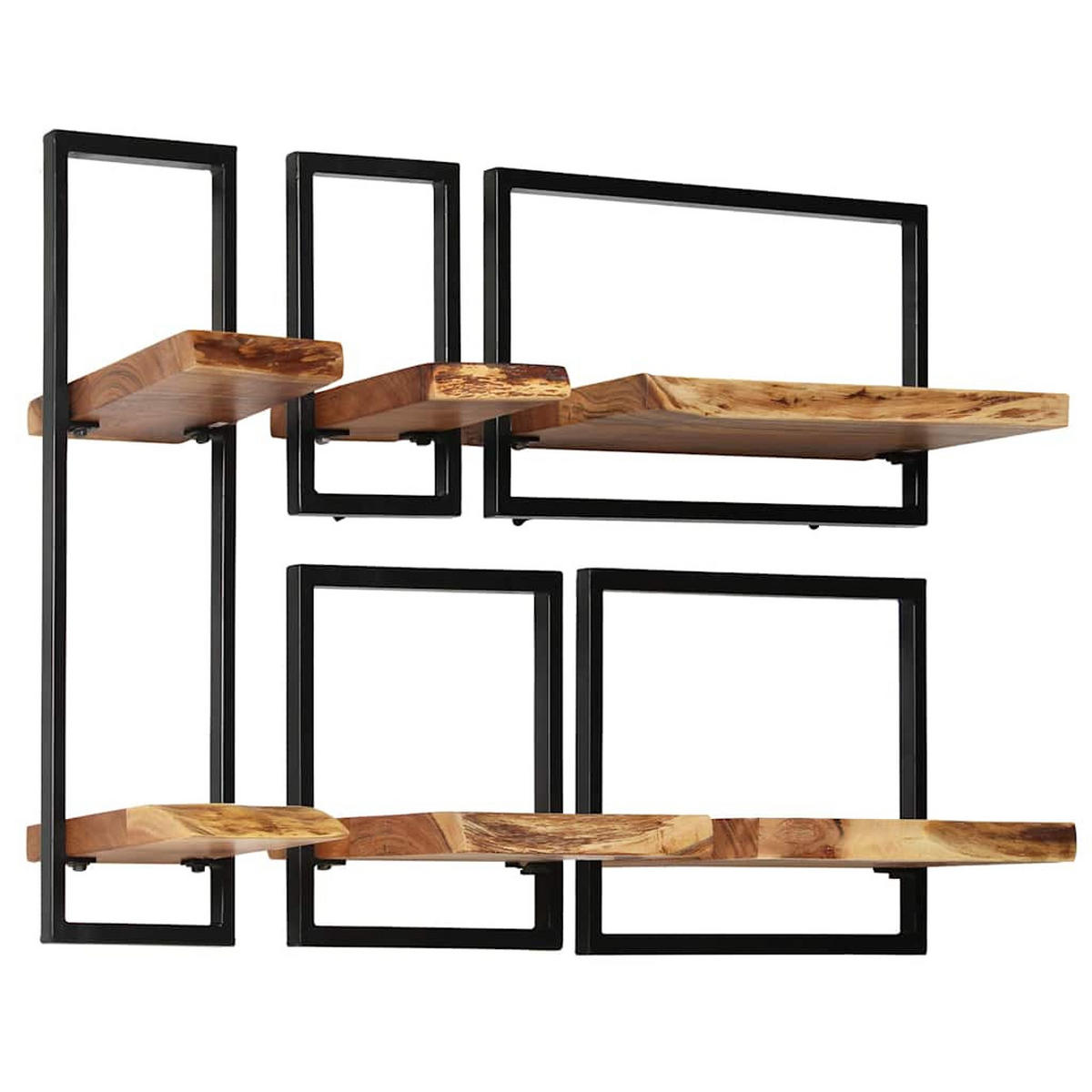 WANDREGAL-SET 5-Tlg. Akazienholz Massiv Und Stahl - Braun, Holz (35/75/65cm) - vidaXL