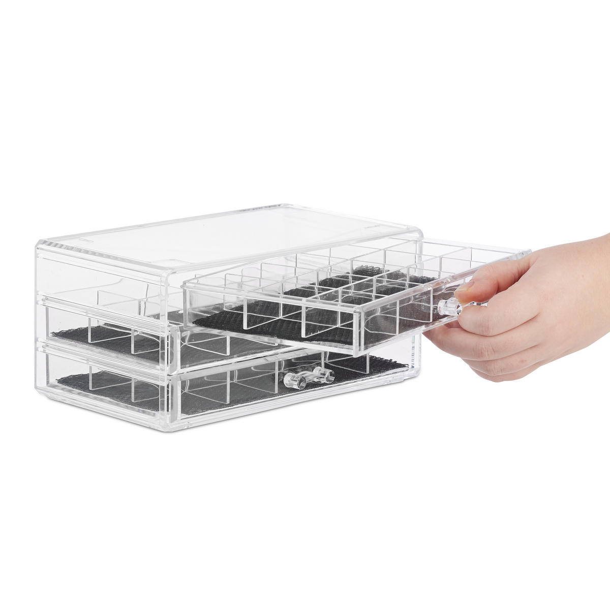 MAKEUP Organizer - Transparent, Kunststoff (23.5/10.5/15.5cm) - Relaxdays