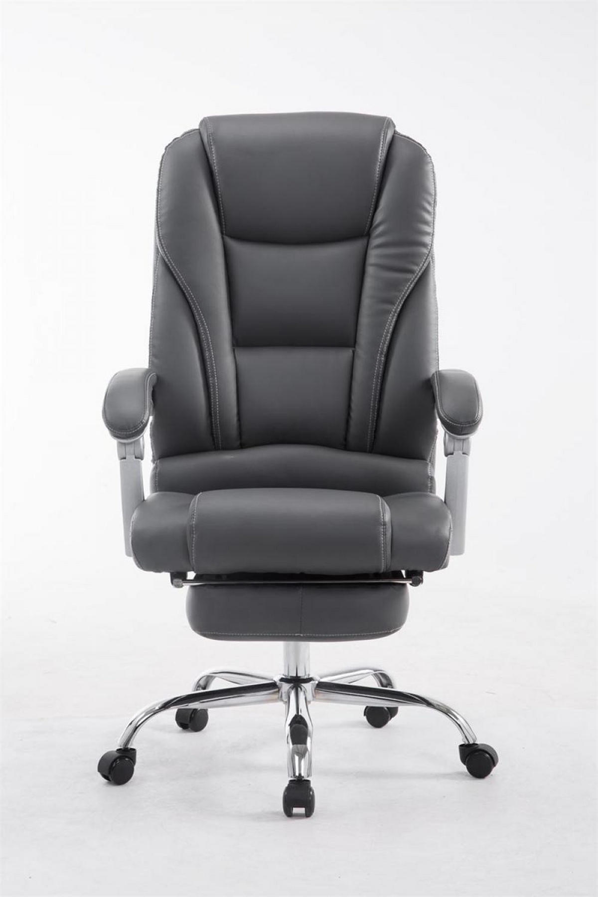 CHEFSESSEL Lederlook grau - Chromfarben/Grau, Textil/Metall (68/118/64cm) - CLP