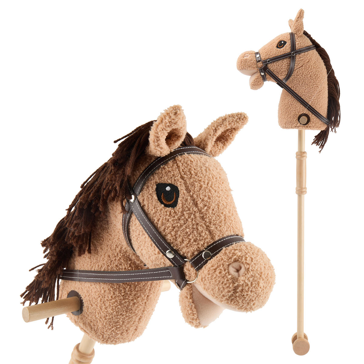 STECKENPFERD Kinder Hazel aus Holz - Braun, Textil (24/100cm) - Bieco Spielwaren