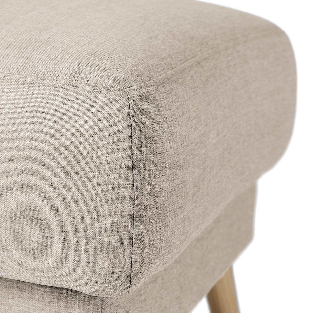 POLSTERHOCKER - Webstoff - Hellbraun/Cappuccino, Holz/Textil (77/46/62cm) - home24