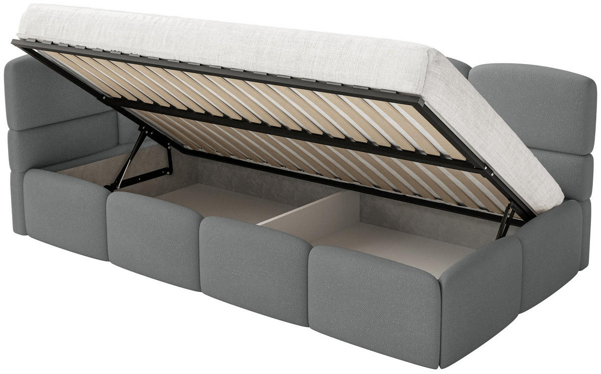 JUGENDBETT Cloudy Dunkelgrau 120 cm, Chenille - Dunkelgrau/Schwarz, Kunststoff/Textil (120/200cm) - Selsey