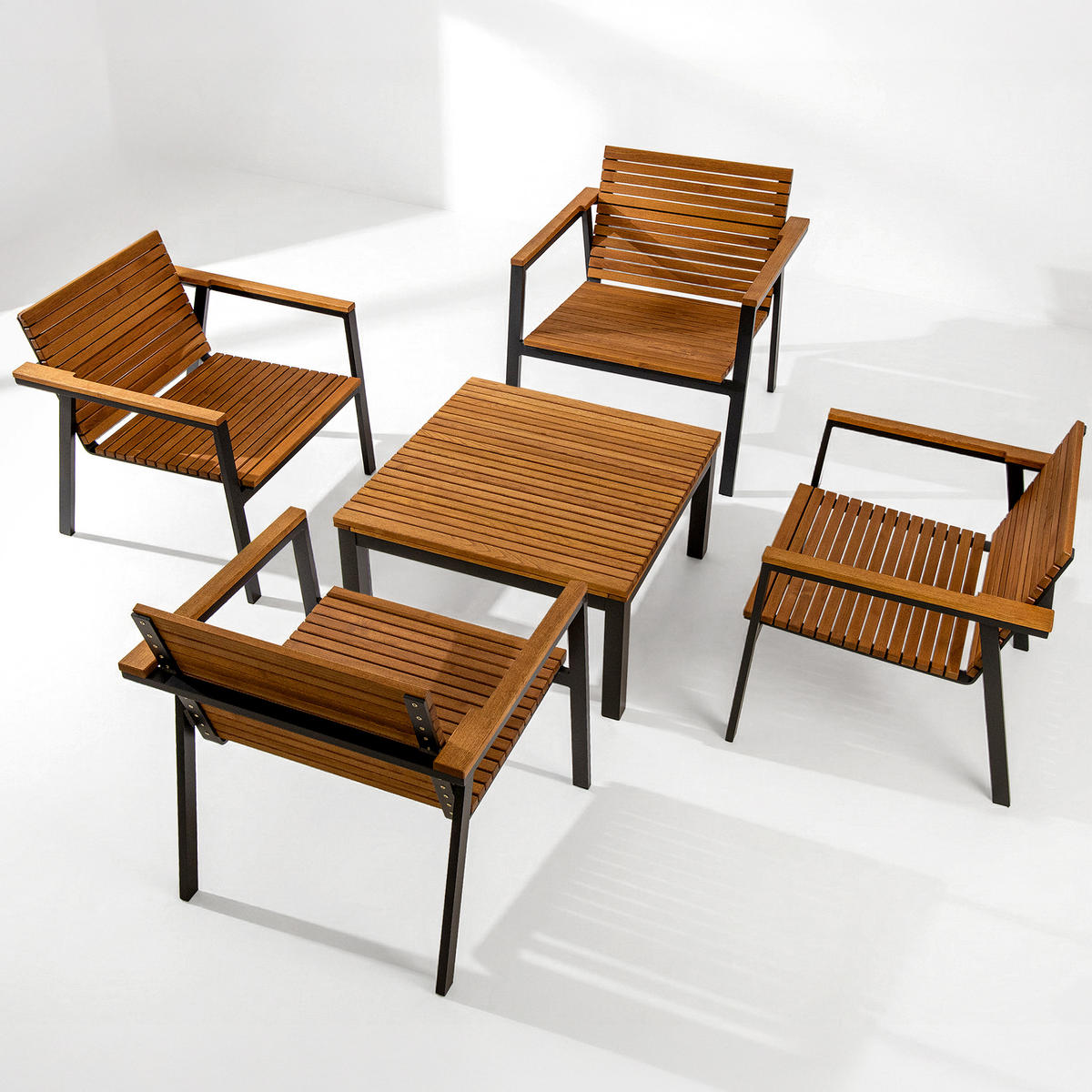 GARTENMÖBELSET ARIATO 5-tlg - Anthrazit/Braun, Holz/Metall - KONSIMO®