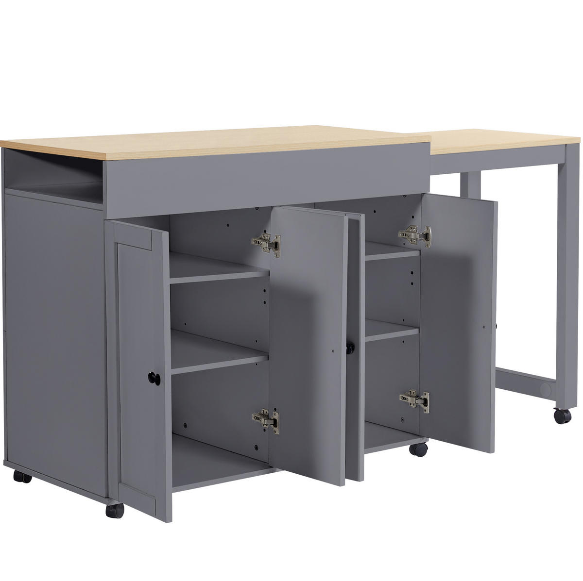 BARTISCH ausziehbar 117-180 x 50 x 94,6 cm Grau - Grau, Holz (50/94.5/180cm) - Beauniv