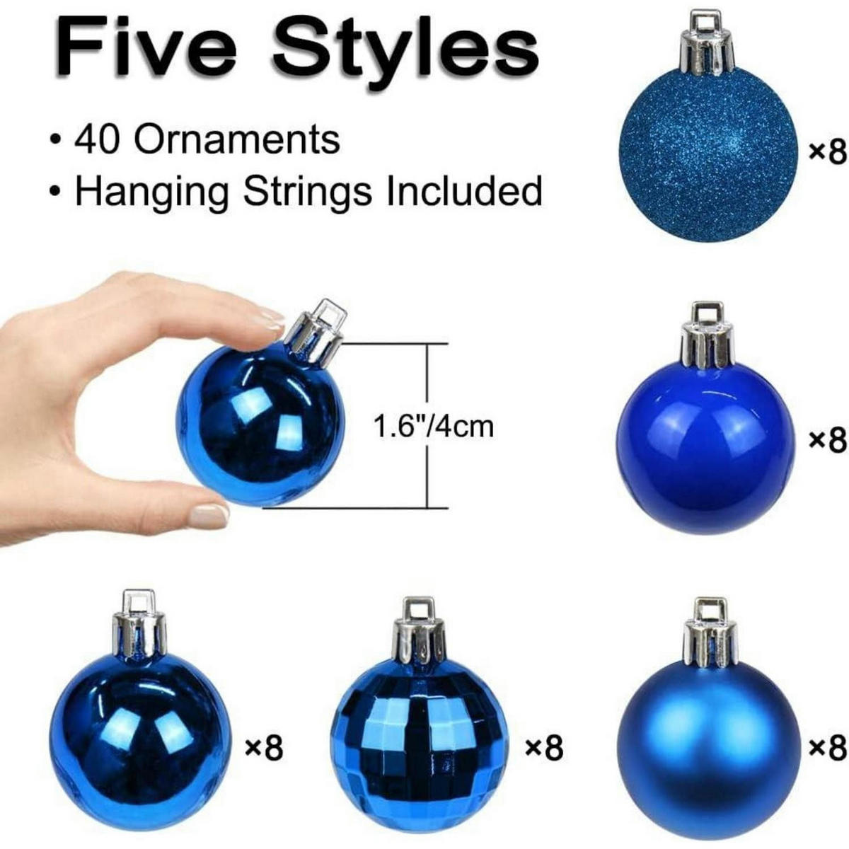 WEIHNACHTSKUGELN 40-teiliges Set 4 cm Blau bruchsicher Kunststoff - Multicolor, Kunststoff (4/4/4cm)