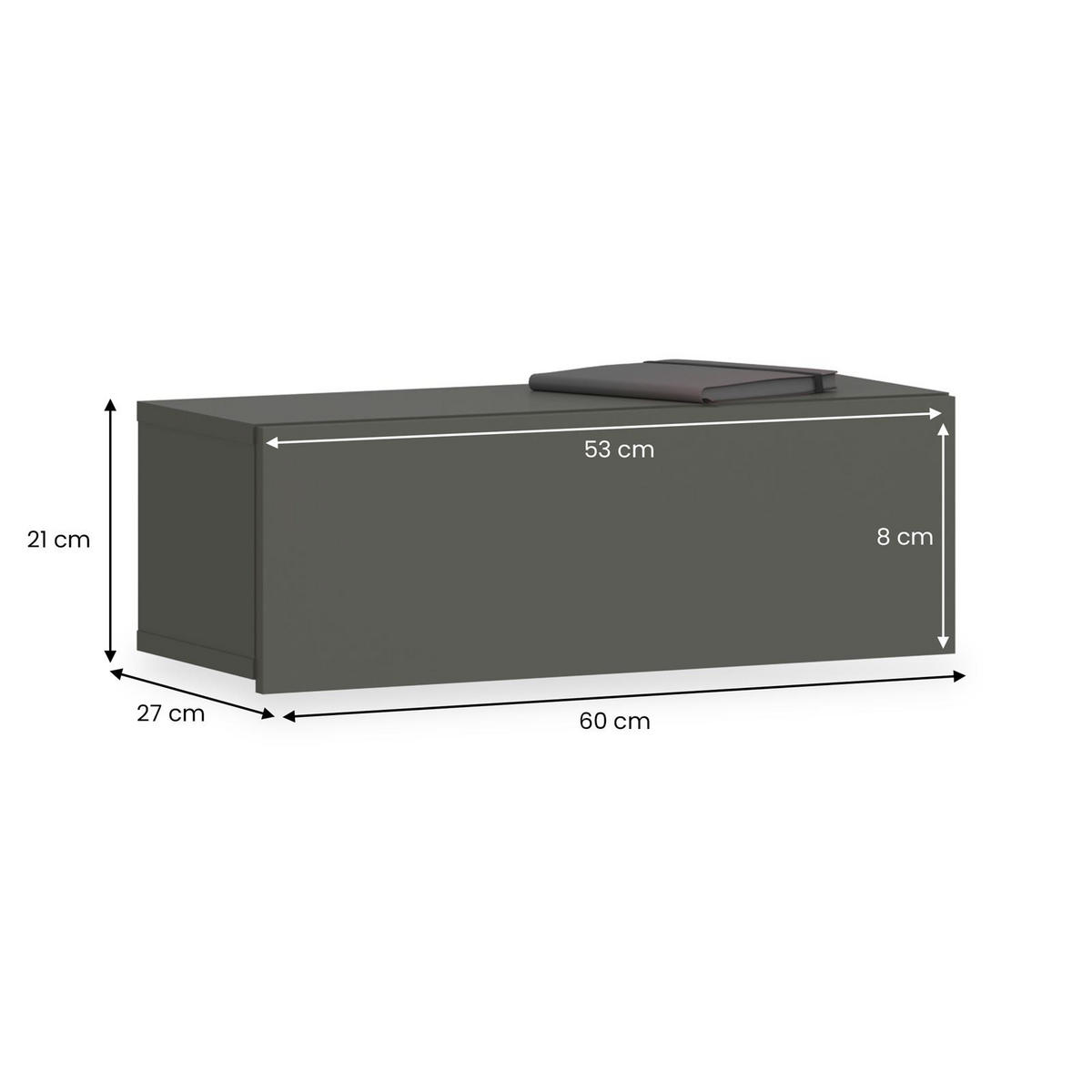 HÄNGENDER NACHTTISCH NANI grau - Grau, Holzwerkstoff (60/21/27cm) - IDIMEX