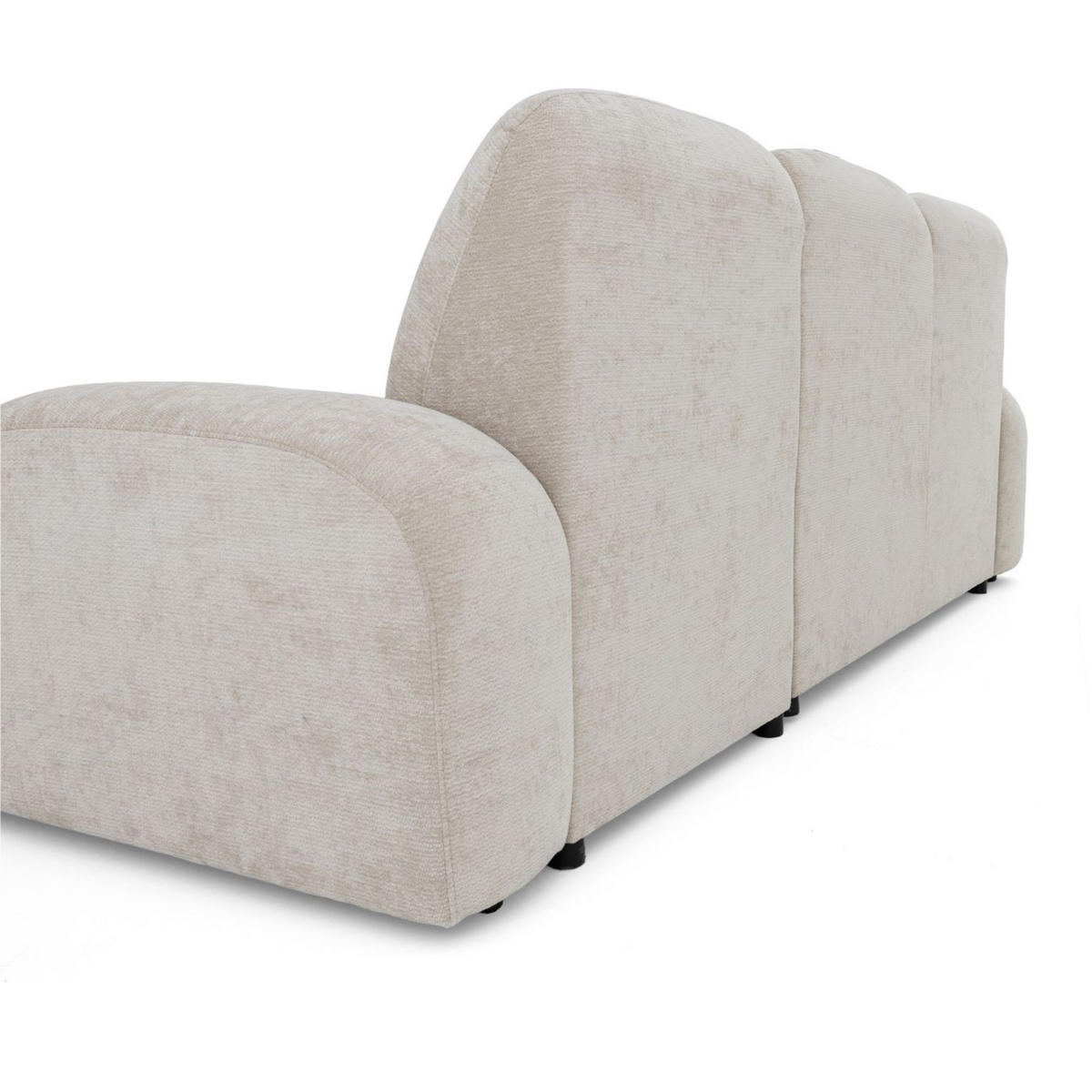 ECKSOFA VIBE S Rechts mit Schlaffunktion 130x202 Chenille Beige - Beige/Schwarz, Holz/Kunststoff (156/255cm) - Muffo