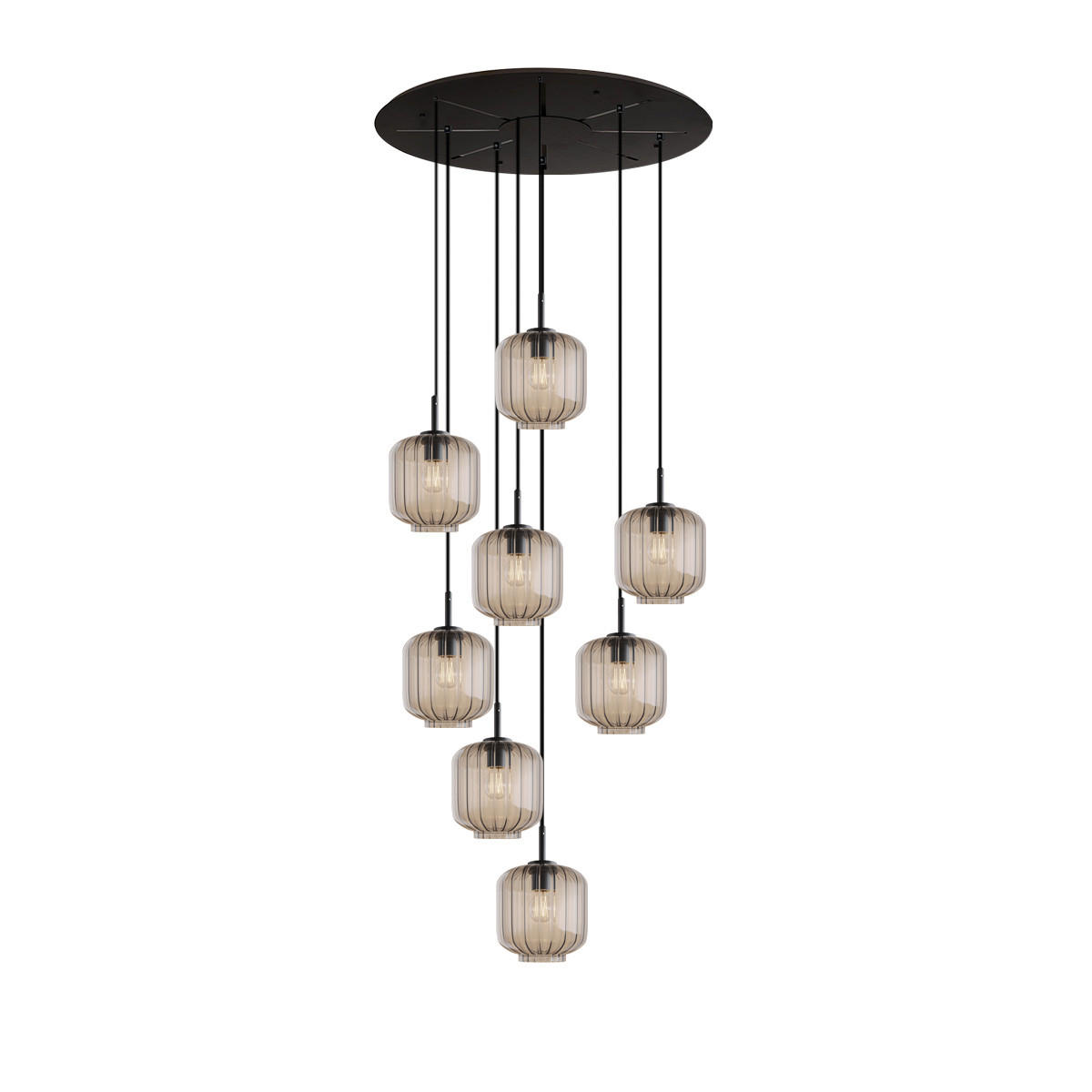 GALERIELEUCHTE Velo 8-flammig Klar Ø 20cm - Klar/Schwarz, Glas (20/20/20cm) - s.luce