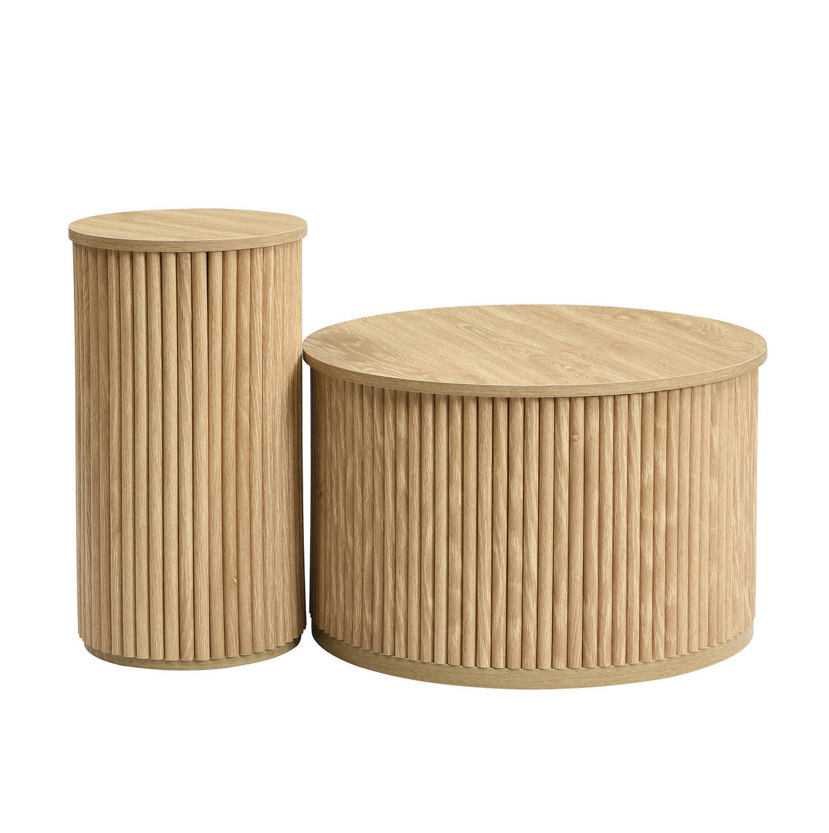 KLUBSKA miza, komplet 60/60/38,5 + 30/30/56 cm MDF naravna - naravne barve, leseni material (60/60/38.5cm) - BEAOK