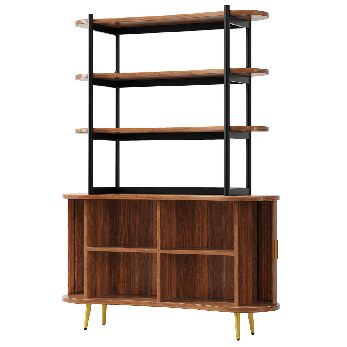 SIDEBOARD DE-38496 120/40/183 cm mit 4-stufigem Aufsatzregal Dunkelbraun - Braun, Holzwerkstoff (120/183/40cm) - ComfortXL