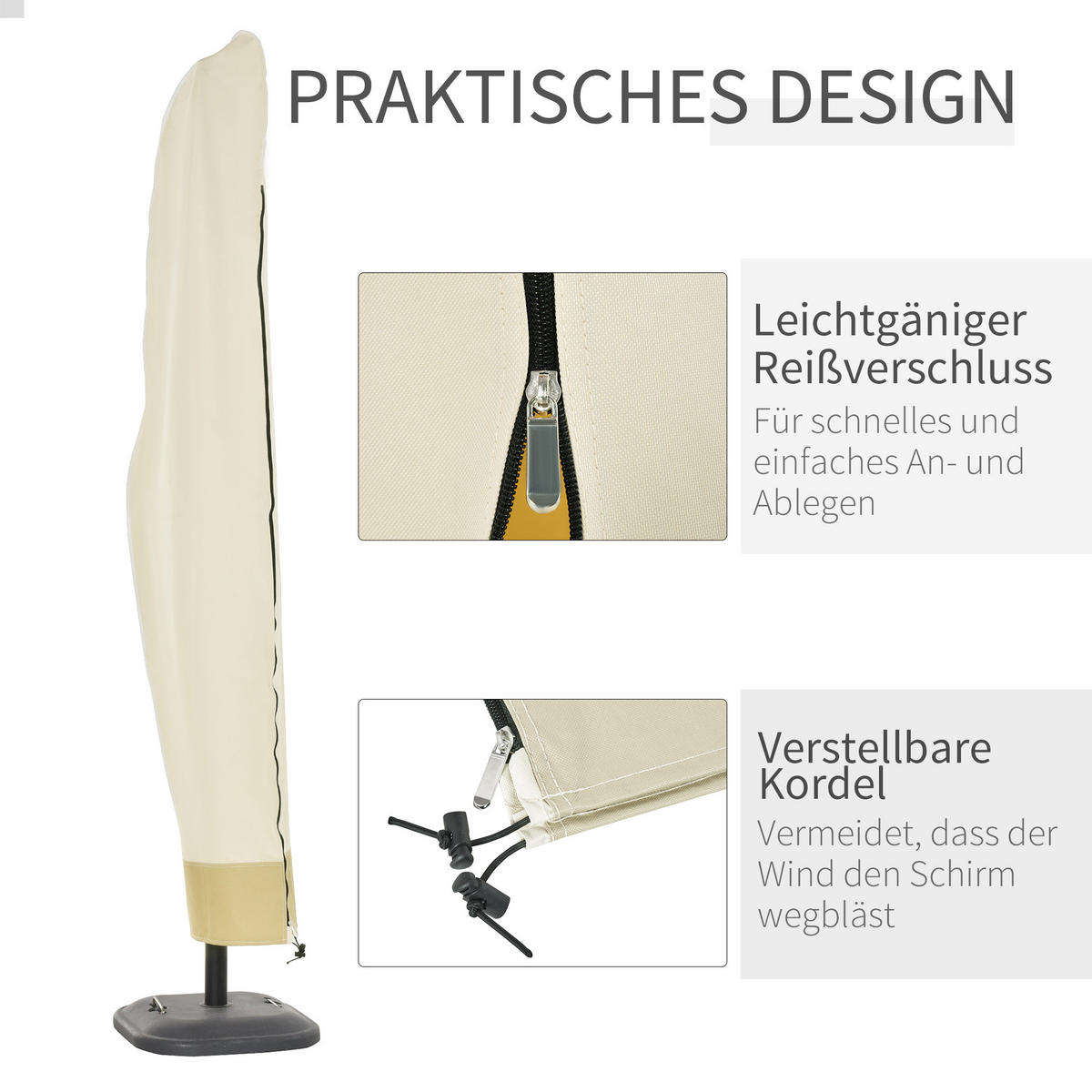 SCHUTZHÜLLE, Oxford mit kunststoff-Beschichtung, Beige + Kaffeebraun - Multicolor, Kunststoff (56/220/56cm) - Outsunny