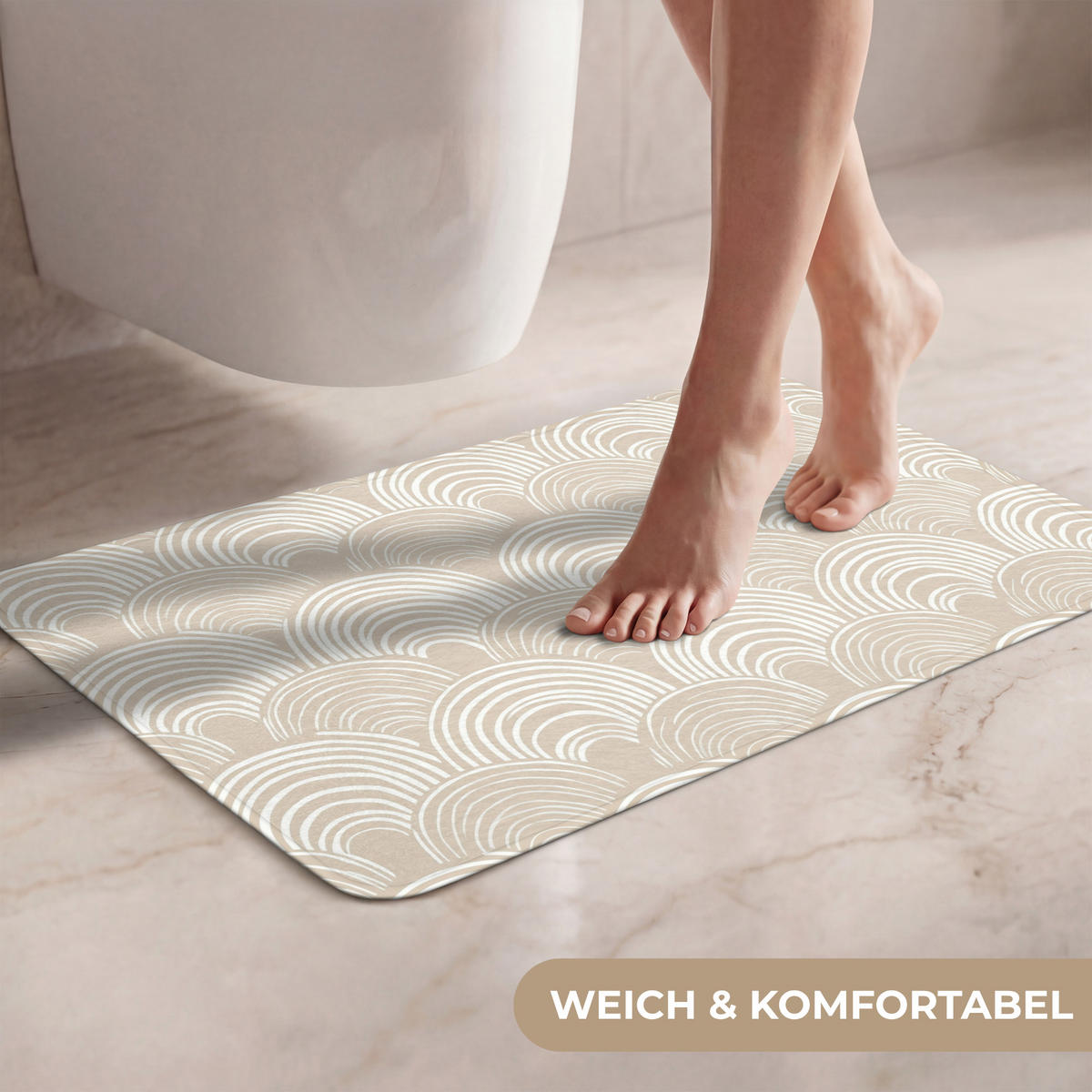 WC PŘEDLOŽKA Vlny - Textura - Béžová 60x40 cm - kašmírová, textil/plast (60/1cm) - OnlyWow
