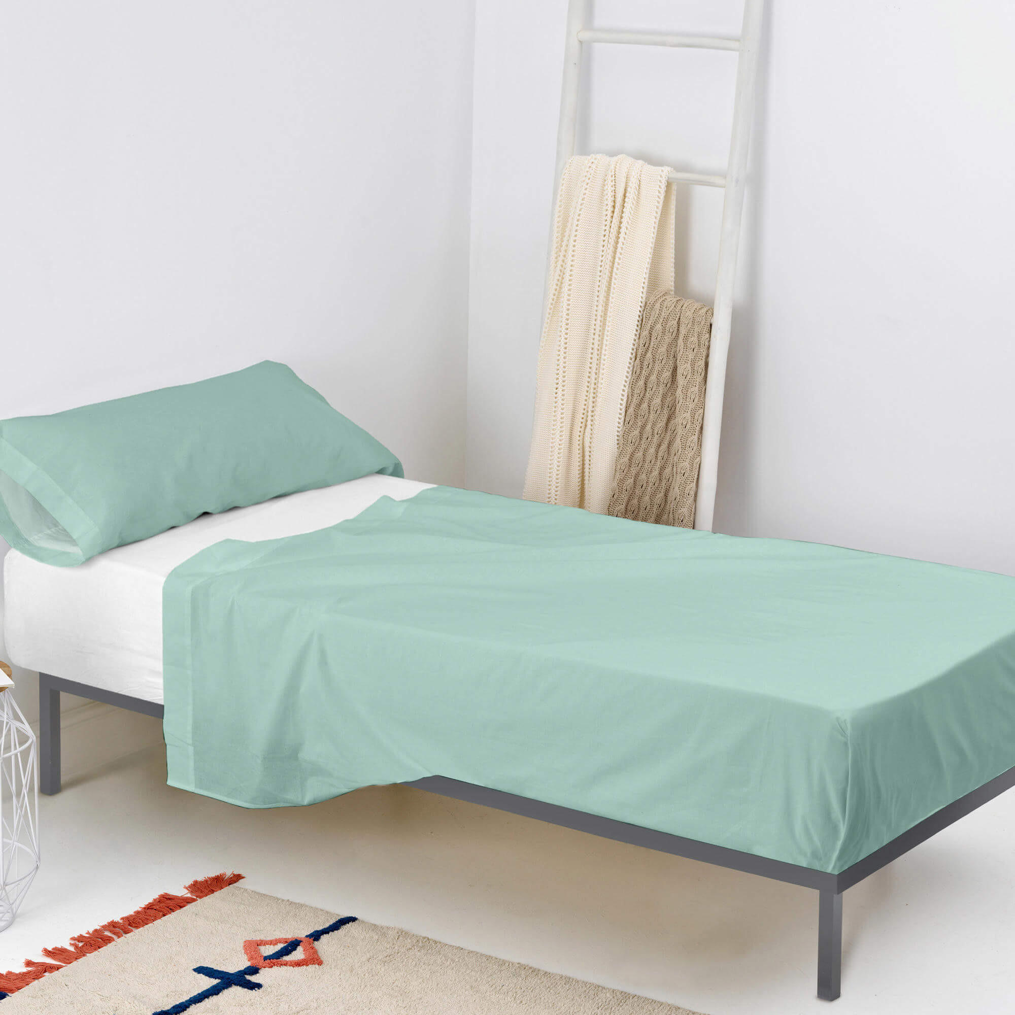 BETTWÄSCHE 2er-Set teiliges basic 180x270 cm minze - Mintgrün, Textil (180/270cm) - Happy Friday