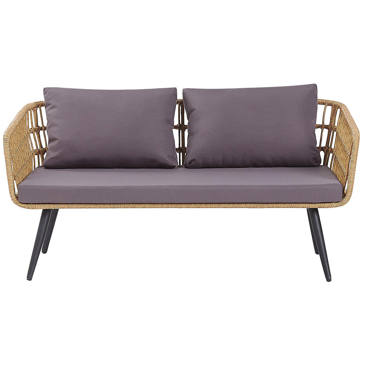 4-SITZER LOUNGE SET Rattan Beige Fobello - Beige, Kunststoff - Beliani